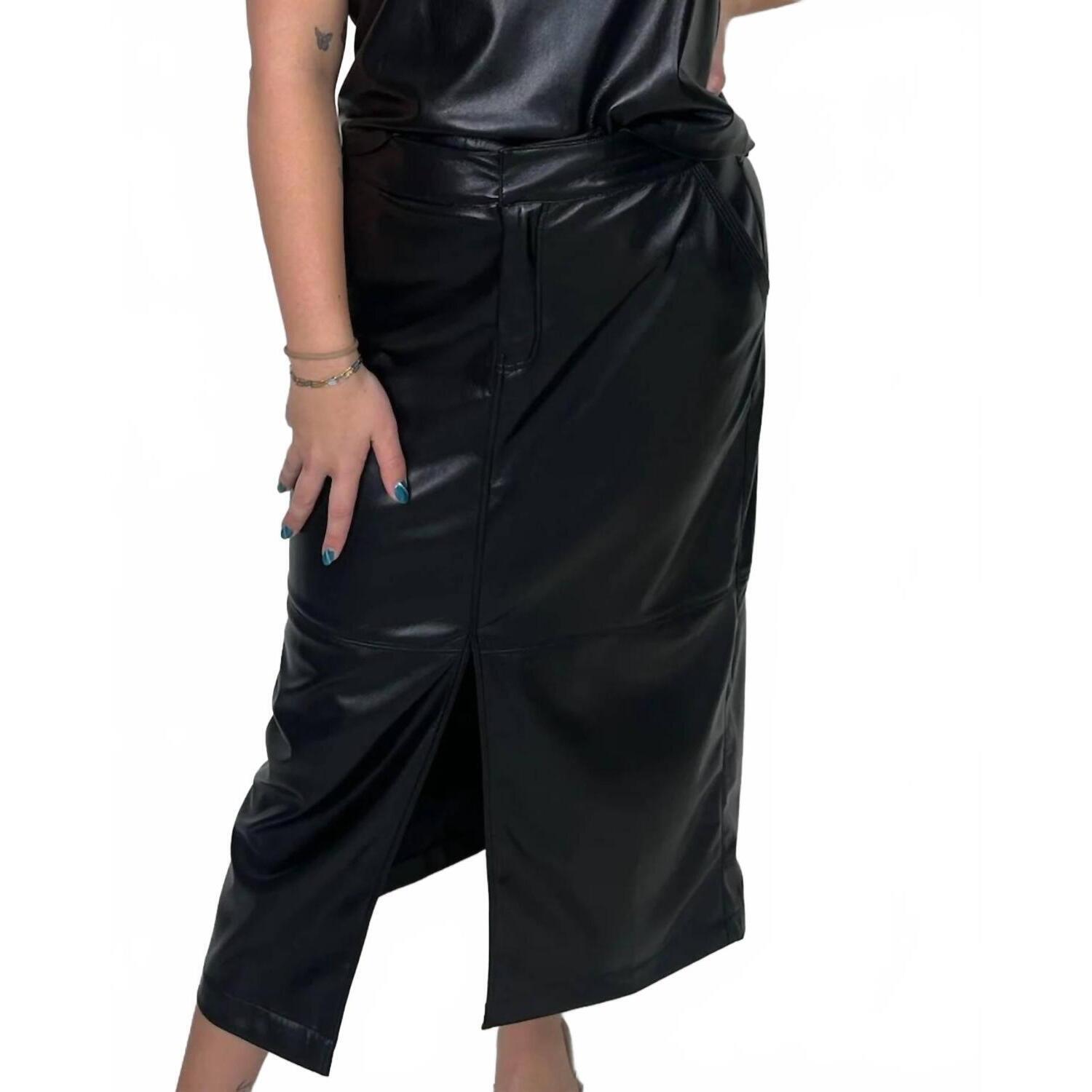 New Melissa Nepton Marina Faux Leather Midi Skirt In Black